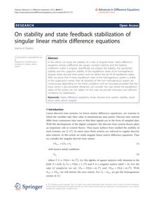 On stability and state feedback stabilization of singular linear matrix difference equations