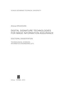 Digital Signature Technologies for Image Information Assurance ; Vaizdo skaitmeninis parašas vaizdinės informacijos apsaugai