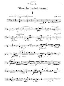 Partition violoncelle, corde quatuor No.1, F♯ minor, Mottl, Felix