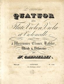 Partition flûte, quatuor No.2 pour flûte et cordes, Op.95, C major