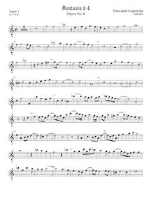 Partition ténor viole de gambe 1, octave aigu clef, Fantasia pour 4 violes de gambe par John Coperario