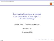 Communications inter-processus - Cours SR (Systèmes et Réseaux) I5TC1  Licence L3 Informatique
