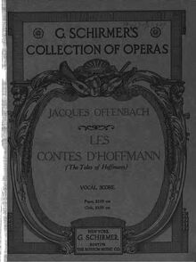 Partition Cover, title, preliminaries, Les contes d Hoffmann, Opéra fantastique en cinq actes