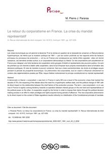 Le retour du corporatisme en France. La crise du mandat représentatif - article ; n°2 ; vol.43, pg 427-439