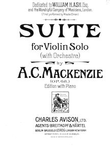 Partition de piano,  pour violon et orchestre, Op.68, Mackenzie, Alexander Campbell