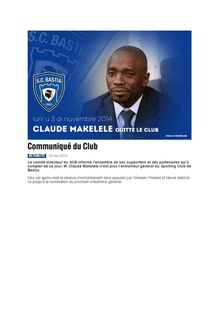 Claude Makelele quitte le club de Bastia