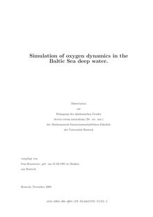 Simulation of oxygen dynamics in the Baltic Sea deep water [Elektronische Ressource] / vorgelegt von Ivan Kuznetsov