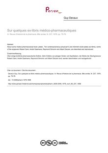 Sur quelques ex-libris médico-pharmaceutiques - article ; n°237 ; vol.66, pg 75-78