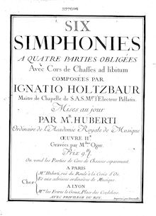 Partition Basso, 6 Symphonies, Six simphonies à quatre parties obligées avec cors de chasses ad libitum