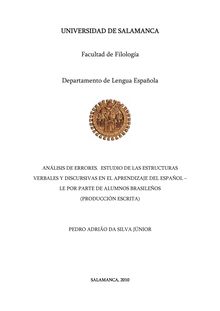 Análisis de errores: estudio de las estructuras verbales y discursivas en el aprendizaje del español- le por parte de alumnos brasileños (producción escrita)