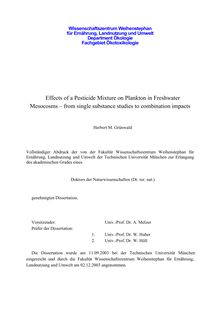 Effects of a pesticide mixture on plankton in freshwater mesocosms - from single substance studies to combination impacts [Elektronische Ressource] / Herbert M. Grünwald