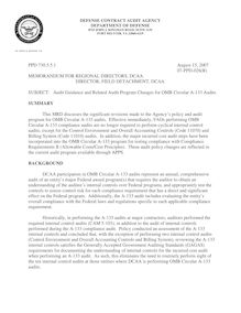 MRD 07-PPD-026 - Audit Guidance and Related Audit Program Changes for OMB Circular A-133 Audits
