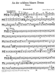 Partition Contrabasses, pour Blue Danube, Op. 314, On the Beautiful Blue Danube - WalzesAn der schönen blauen Donau