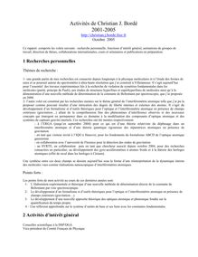 Rapport d activité 2001-2005 - Activités de Christian J. Bordé  ...
