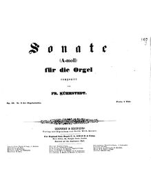 Partition , Moderato, orgue Sonata No.2, Op.40, A minor, Kühmstedt, Friedrich