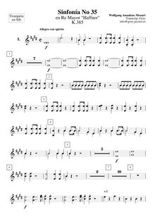 Partition trompettes 1, 2 (en B♭), Symphony No.35, Haffner Symphony