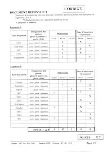 Corrige BACPRO BOIS CONSTRUCTION Elaboration de documents de definition 2002
