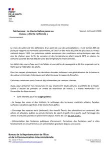 Sécheresse 2020 : alerte de niveau 2 en Haute-Saône