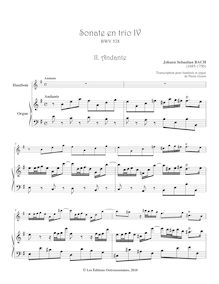 Partition complète, orgue Sonata No.4, Trio Sonata, E minor, Bach, Johann Sebastian par Johann Sebastian Bach