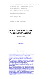 On the Relations of Man to the Lower Animals