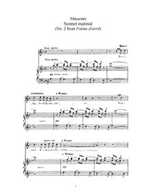 Partition complète (F major: haut voix et piano), Poème d avril