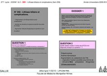 2ème cycle DCEM MIB Lithiase biliaire et complications Item Année Universitaire