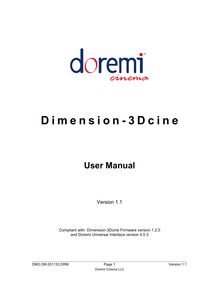 Dimension 3D Cine  User Manual