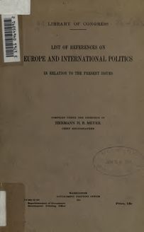 List of references on Europe and international politics in relation to the present issues