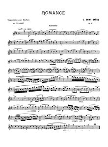 Partition , partie transcribed pour hautbois, Romance, Op.51, Saint-Saëns, Camille