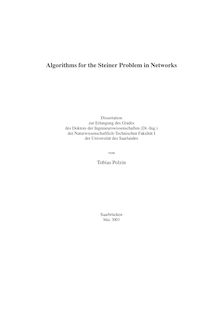 Algorithms for the Steiner problem in networks [Elektronische Ressource] / von Tobias Polzin