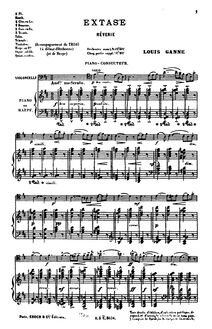 Partition Piano Conductor, Extase, Rêverie, D major, Ganne, Louis