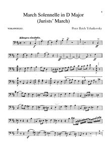 Partition violoncelles, Jurisprudence March, Правоведский марш ; Jurists  March ; Marche solonelle