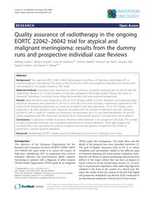 Quality assurance of radiotherapy in the ongoing EORTC 22042–26042 trial for atypical and malignant meningioma: results from the dummy runs and prospective individual case Reviews