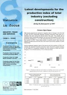 Latest developments for the production index of total industry (excluding construction) during the final quarter of 2003