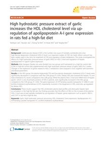 High hydrostatic pressure extract of garlic increases the HDL cholesterol level via up-regulation of apolipoprotein A-I gene expression in rats fed a high-fat diet
