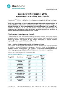 Communiqué de presse : Direct Panel Barometre e-commerce 2009