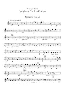 Partition trompette 1, 2 (C), Symphony en C Major, Bizet, Georges