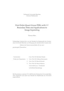 First order quasi-linear PDEs with BV boundary data and applications to image inpainting [Elektronische Ressource] / Thomas März