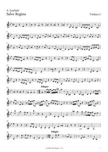 Partition violons II, Salve Regina, C minor, Scarlatti, Alessandro