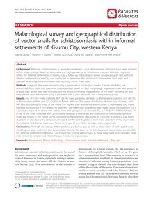 Malacological survey and geographical distribution of vector snails for schistosomiasis within informal settlements of Kisumu City, western Kenya