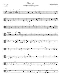 Partition ténor viole de gambe 2, alto clef, Madrigali a 5 voci, Libro 2 par Tommaso Pecci par Tommaso Pecci