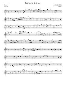 Partition ténor viole de gambe 1, octave aigu clef, fantaisies pour 4 violes de gambe et orgue