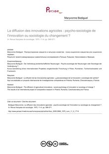 La diffusion des innovations agricoles : psycho­sociologie de l innovation ou sociologie du changement ? - article ; n°4 ; vol.11, pg 566-571