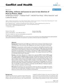 Mortality, violence and access to care in two districts of Port-au-Prince, Haiti