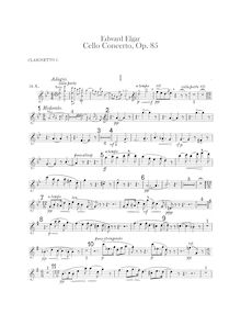 Partition clarinette 1, 2 (en A), violoncelle Concerto en E Minor, Op.85