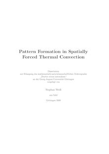 Pattern formation in spatially forced thermal convection [Elektronische Ressource] / vorgelegt von Stephan Weiß