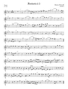 Partition ténor viole de gambe (octave aigu clef), Fantazias et en Nomines par Henry Purcell