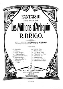 Partition de violon, Fantaisie sur les Motivs de Ballet  Les Millions d Arlequin  par Drigo