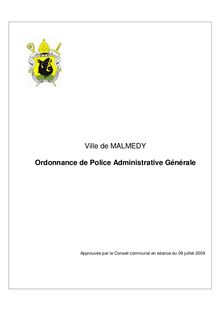 Ordonnance de Police Administrative Générale de Malmedy - 09 ...