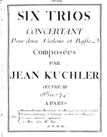 Partition violon 2, Six trios concertant pour deux violons et basse, oeuvre III